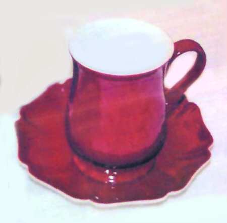 Solid Color Terra Cotta Footed Cup & Saucer Set