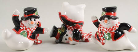 Holly Jolly Snowman (Set of 3) Tumbling Snowman Figurines