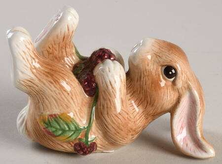 Blackberry Rabbit On Back Tumbling Rabbit Figurine