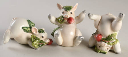 French Market (Set of 3) Tumbling Pig Figurines