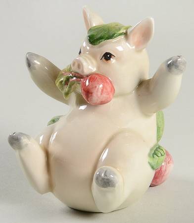 French Market Sitting Tumbling Pig Figurine