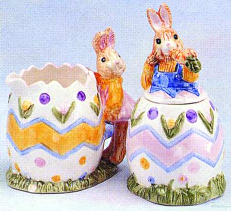 Egg Spress Painting Creamer & Sugar with Lid (Box Set)