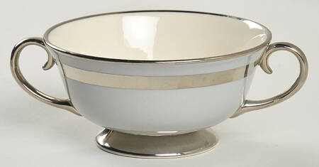Theme (Platinum on Gray) Footed Cream Soup Bowl