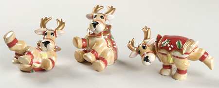 Deer Santa (Set of 3) Tumbling Reindeer Figurines