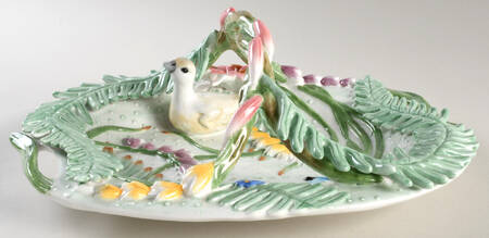 Floral Swan 12" Handled Basket