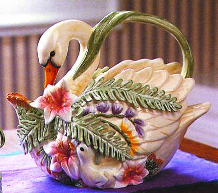 Floral Swan Teapot & Lid