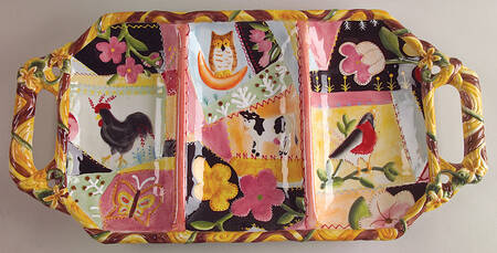 Country Chic 3 Part Rectangular Divided Server