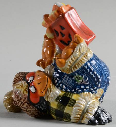Scary Crow Tumbling Crow Figurine on Back