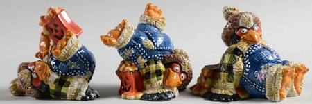 Scary Crow Tumbling Crow Figurine - Set of 3