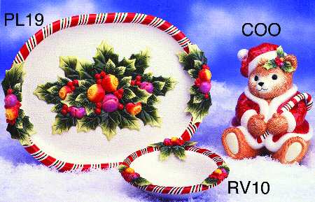 Peppermint Teddy 10" Round Vegetable Bowl