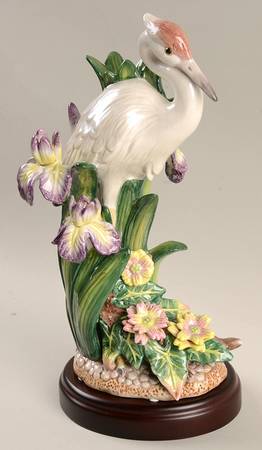 Egret & Wildflowers 10" Candlestick