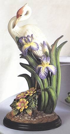 Egret & Wildflowers Figurine