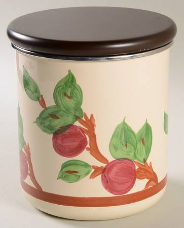 Apple (China,  Apple Backstamp) Medium Metal Canister & Wood Lid
