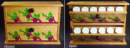 Apple (China,  Apple Backstamp) Spice Jar Set with Wood Stand