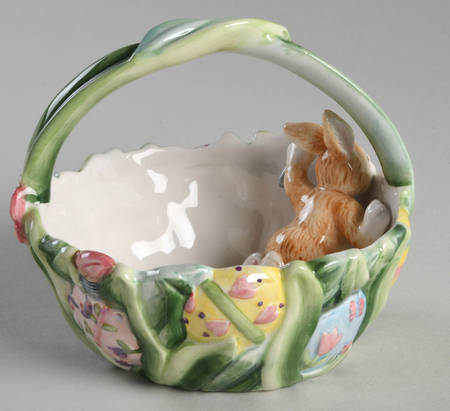 Painting Easter Eggs 4" Handled Basket