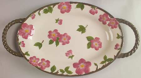 Desert Rose (China) 20" Oval Embossed Handled Platter