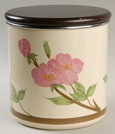 Desert Rose (China) Large Metal Canister & Wood Lid