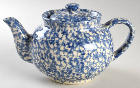 Blue Sponged Teapot & Lid