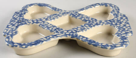 Blue Sponged Muffin Pan (Holds 5 Muffins)