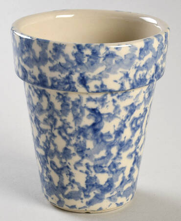 Blue Sponged 4" Flower Pot