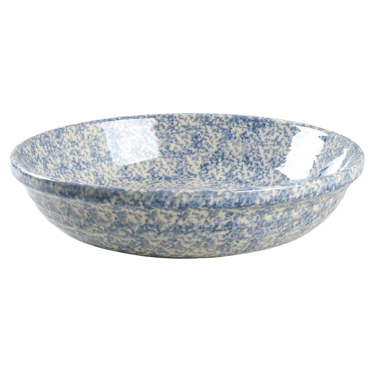 Blue Sponged 13" Pasta Serving Bowl