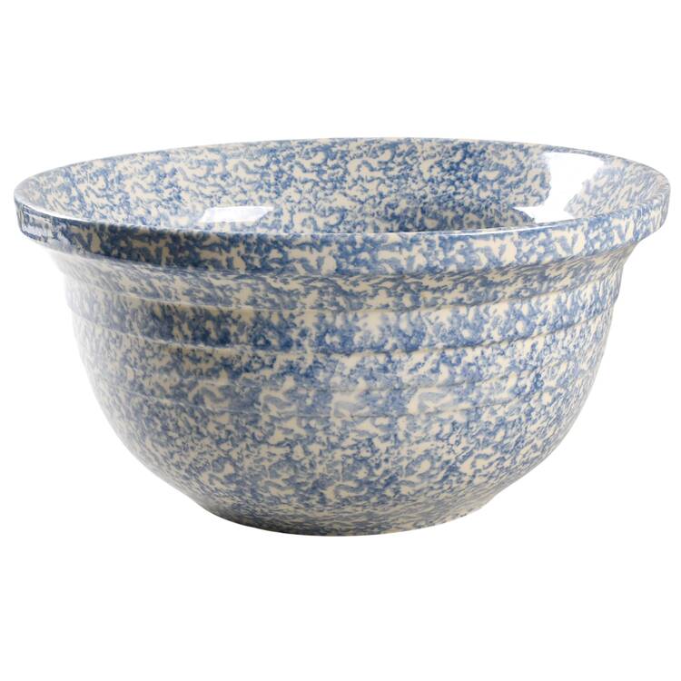 Blue Sponged 14" Mixing Bowl
