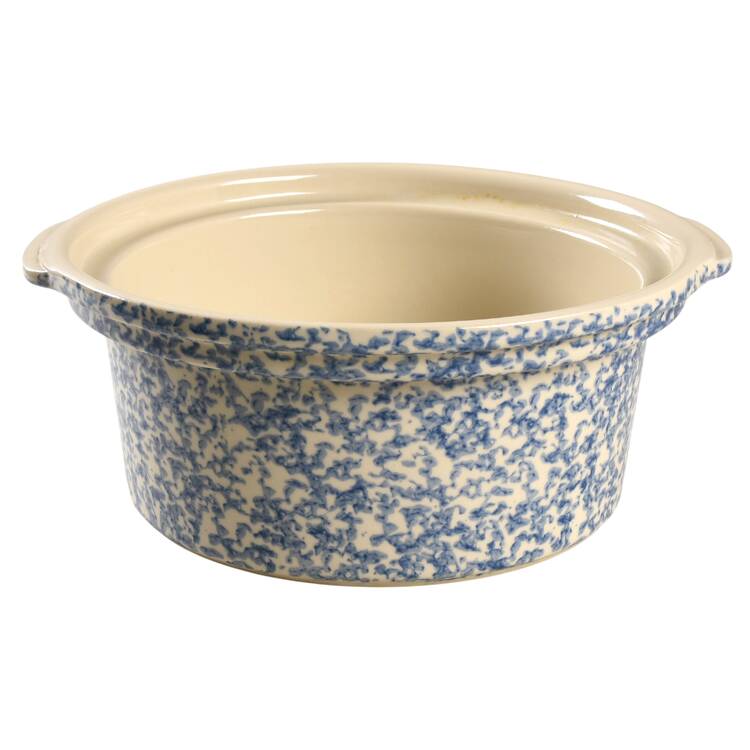Blue Sponged 2 Qt Round Covered Casserole No Lid