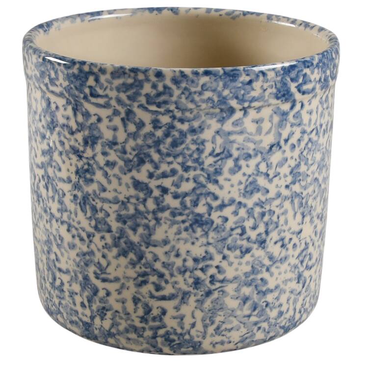 Blue Sponged Medium Canister No Wood Lid
