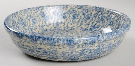 Blue Sponged Coupe Soup Bowl