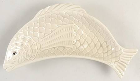 Fish (Ivory and White Backgrounds) Crescent Plate