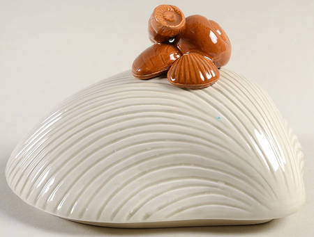 Fish (Ivory and White Backgrounds) Shell Shaped Box, Lid Only