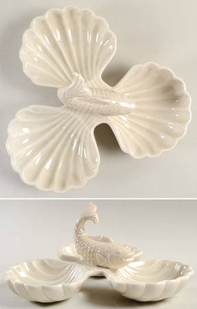 Fish (Ivory and White Backgrounds) 3 Section Hors d'Oeuvre
