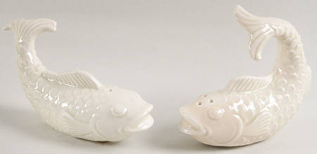 Fish (Ivory and White Backgrounds) Figural Salt & Pepper Set