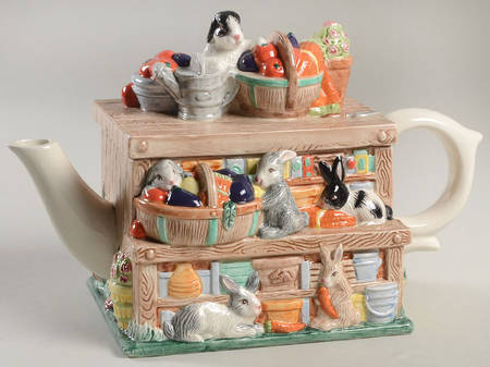 Bountiful Bunnies Figural Teapot & Lid