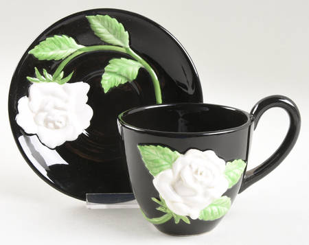 Rose Blanc Flat Cup & Saucer Set by Fitz & Floyd