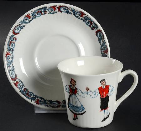 Hardanger Dancers Flat Cup & Saucer Set