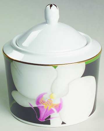 WHITE ORCHID Sugar Bowl & Lid