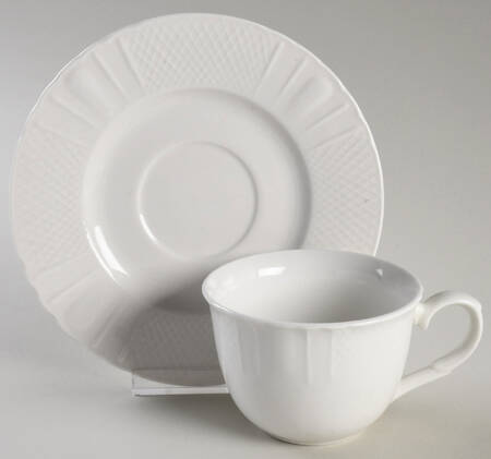 Lattice White Flat Cup & Saucer Set