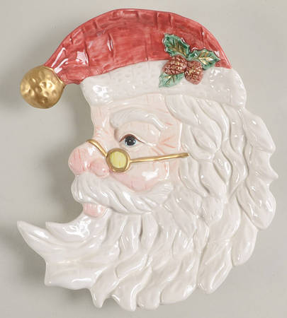 Wood Carved Santa Canape Plate