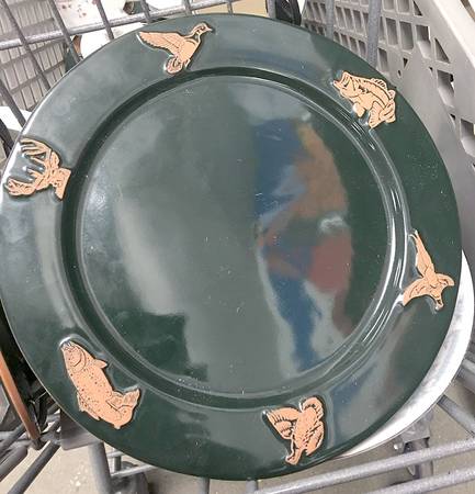Seafare Terra Cotta on Black Dinner Plate