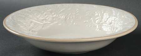 Oak Leaf Linen and Bone Rim Soup Bowl
