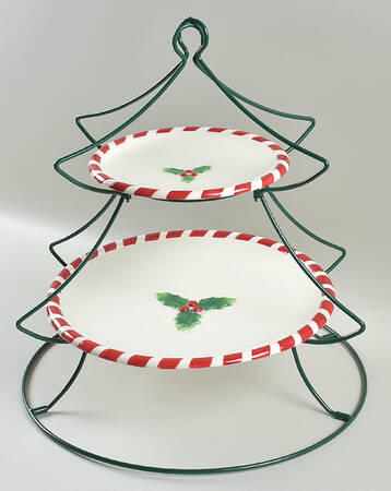 Santa's Kitchen 2 Tiered Serving Tray (Dinner & Salad Plate)