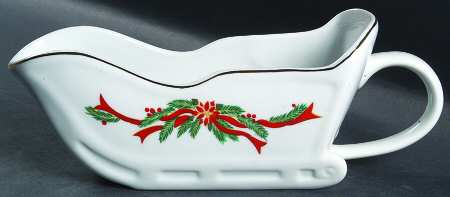 Poinsettia & Ribbons Gravy Boat