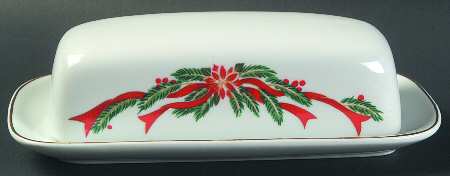 Poinsettia & Ribbons 1/4 Lb Covered Butter