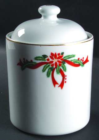 Poinsettia & Ribbons Cookie Jar & Lid