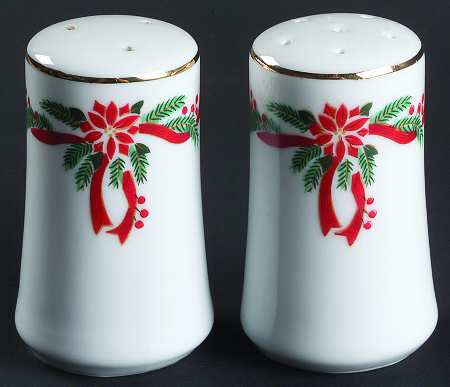 Poinsettia & Ribbons Salt & Pepper Set