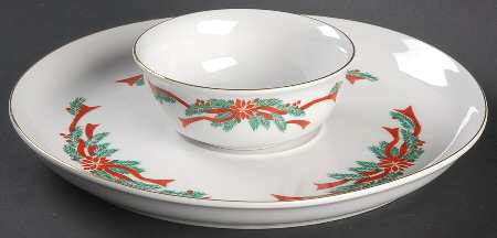 Poinsettia & Ribbons (2 Piece) Chip & Dip Set