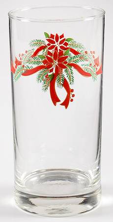 Poinsettia & Ribbons Glassware Highball