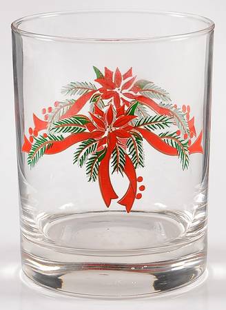 Poinsettia & Ribbons Glassware Double Old Fashioned