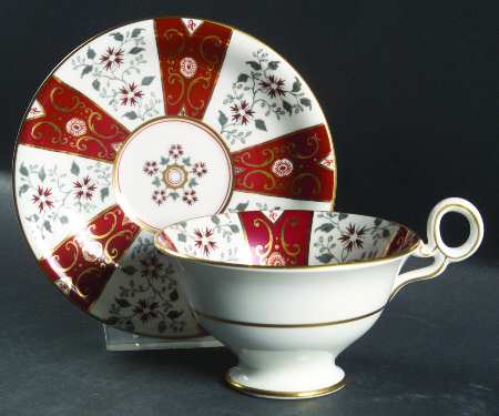 Nabob Maroon Footed Cup & Saucer Set